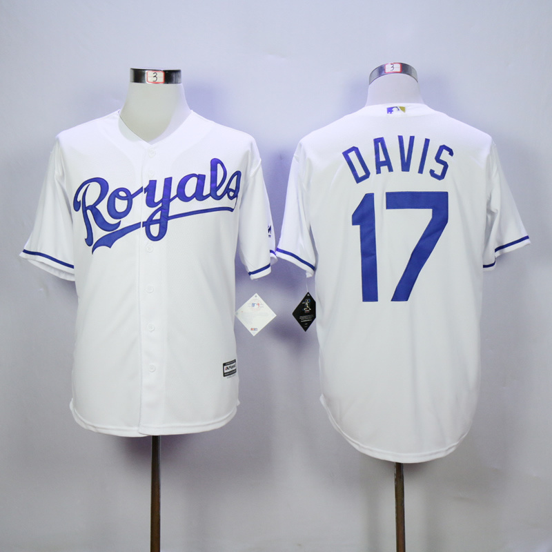 Men Kansas City Royals 17 Davis White MLB Jerseys